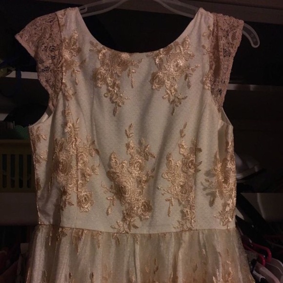 White and Gold Homecoming Dress - Picture 1 of 4